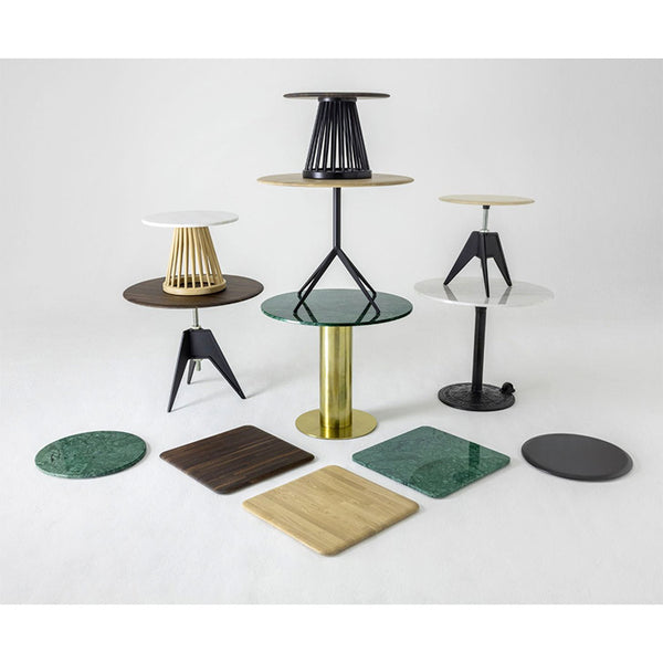 Tom Dixon Fan Table Natural Base White Marble Top 90cm British