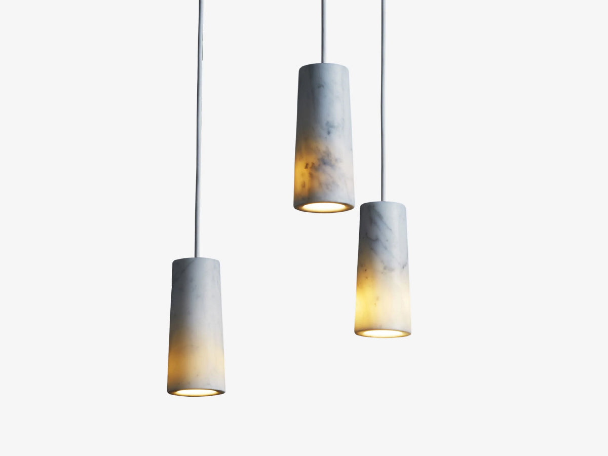 Terence Woodgate Core Three Pendant Marble - white Carrara Marble