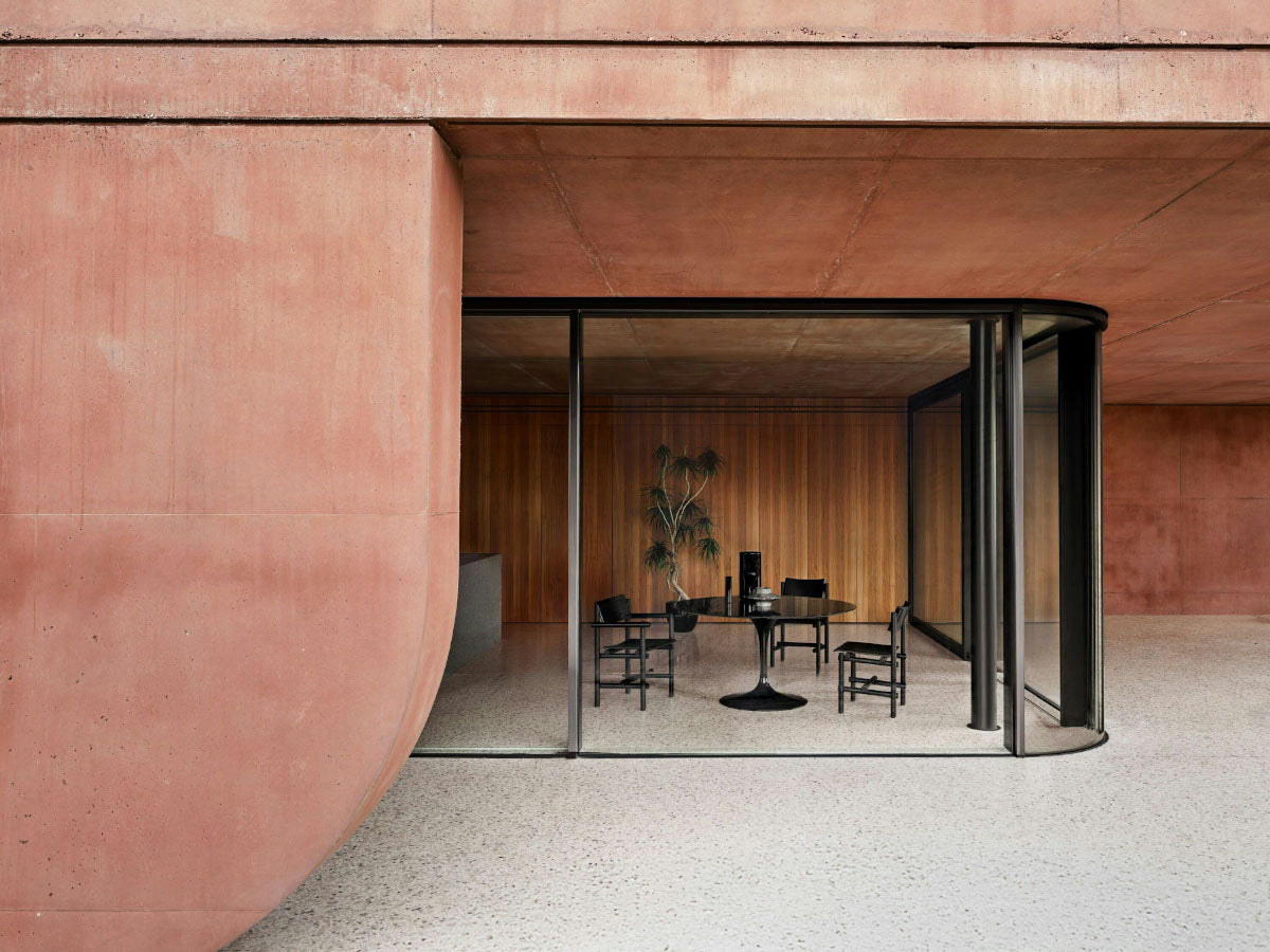 Knoll Muecke Wood Collection - Side Chair - Ebonised Oak with Saarinen Table Nero Marquina Marble Top