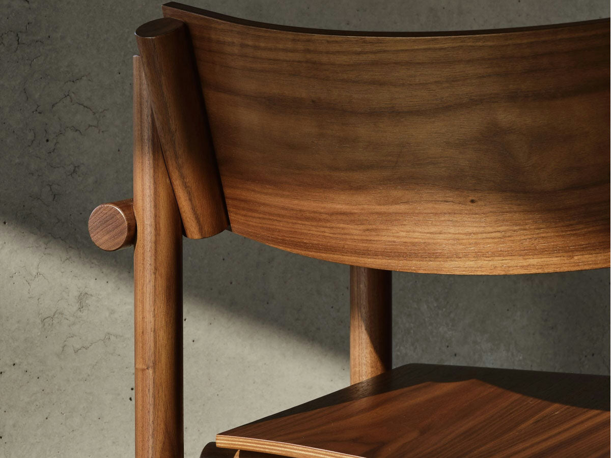 Knoll Muecke Wood Collection - Side Chair - Oxford Walnut rear close view