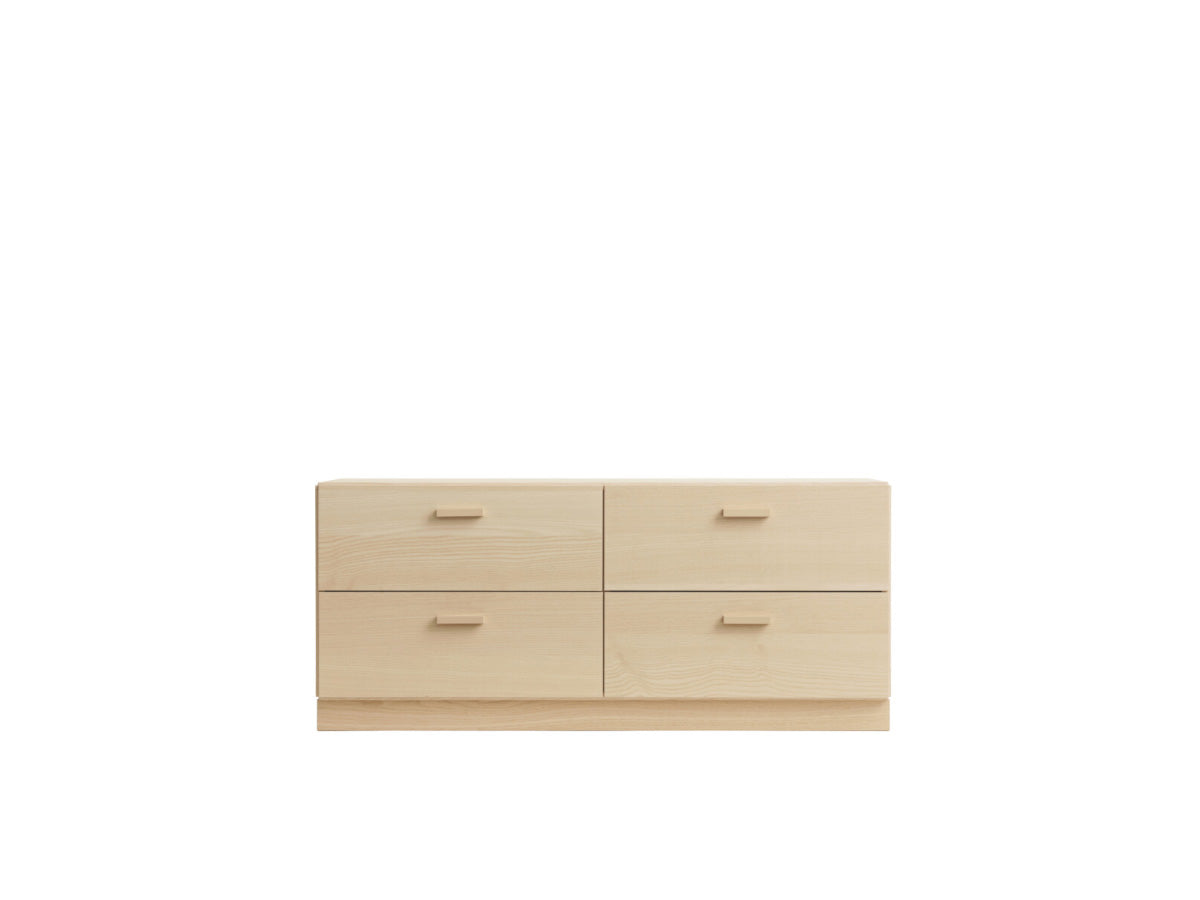 String Relief Chest of drawers low, plinth base