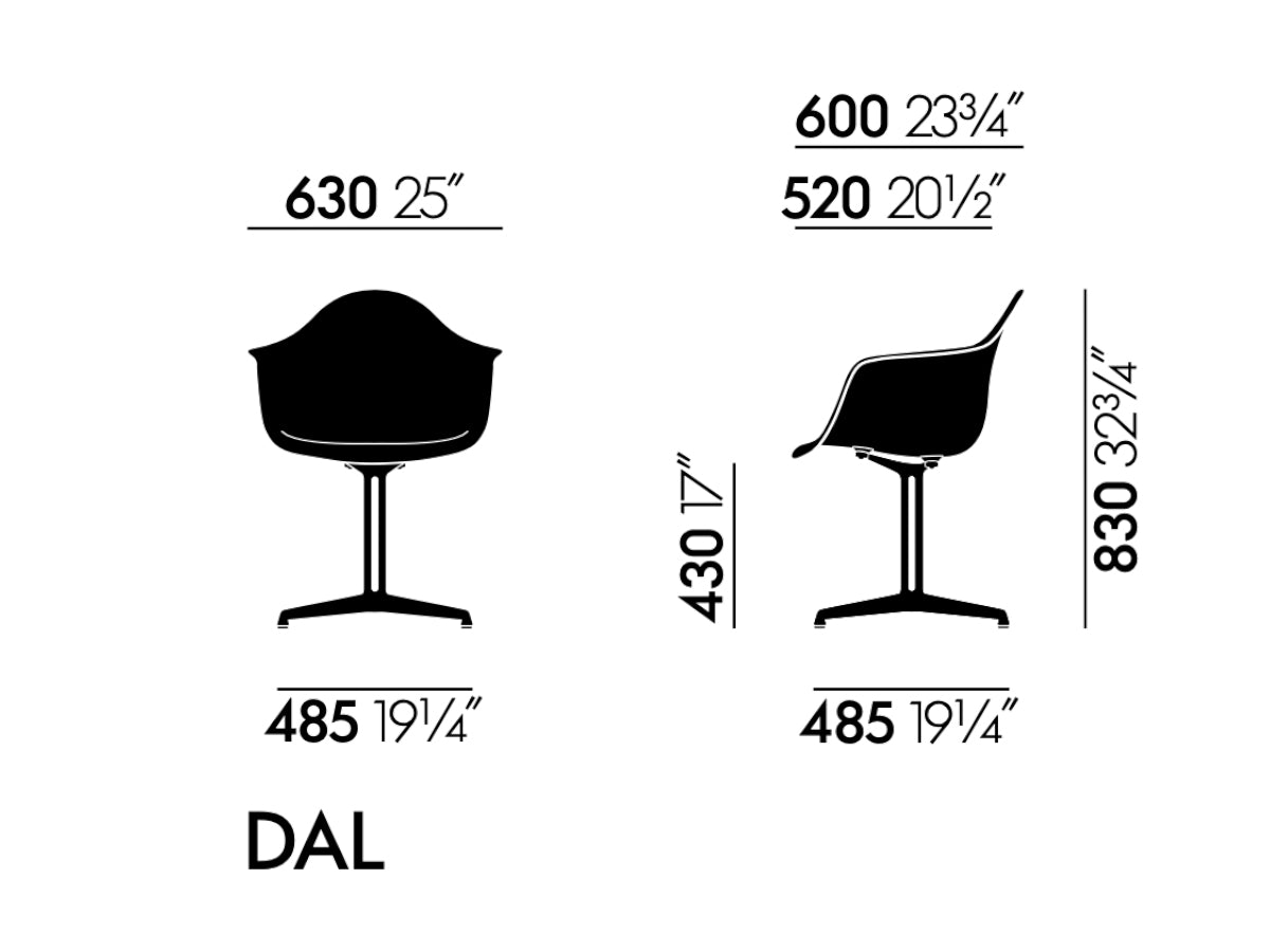 Vitra DAL Eames Plastic Chair - No Upholstery