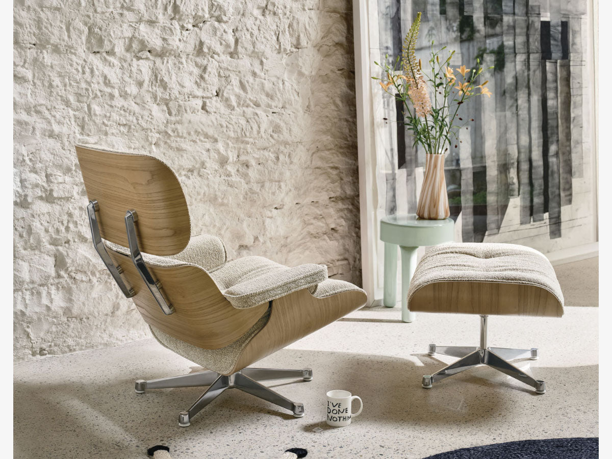 Vitra Eames Lounge Chair & Ottoman - Chestnut - Nubia Fabric