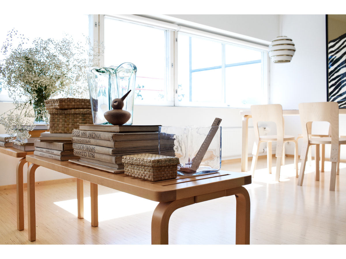 Artek 66 Chair | Lifestyle with Artek Bench & Beehive Light