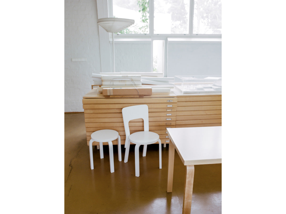 Artek 66 Chair | White Lacquered with 60 Stool