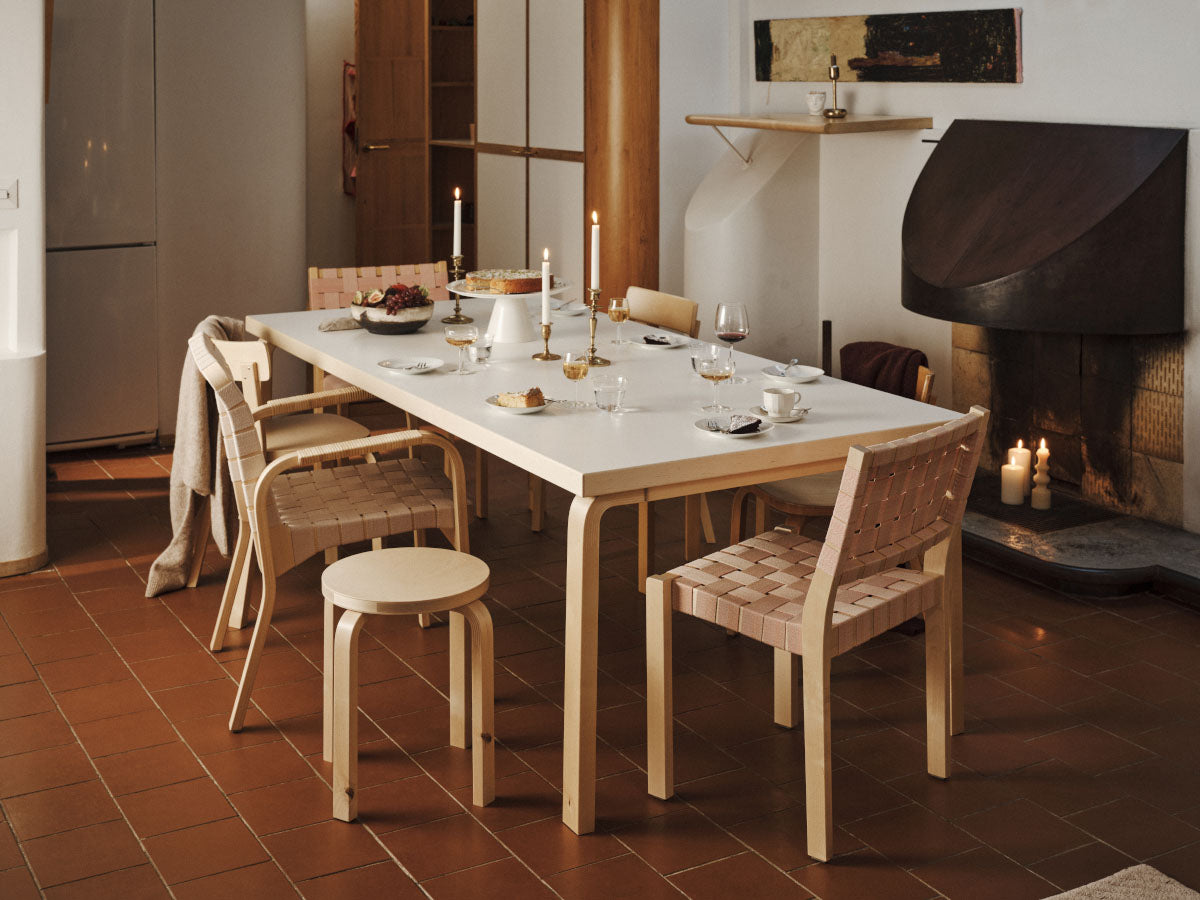 Artek 86 Dining Table - Lifestyle with Artek 60 Stool and chairs