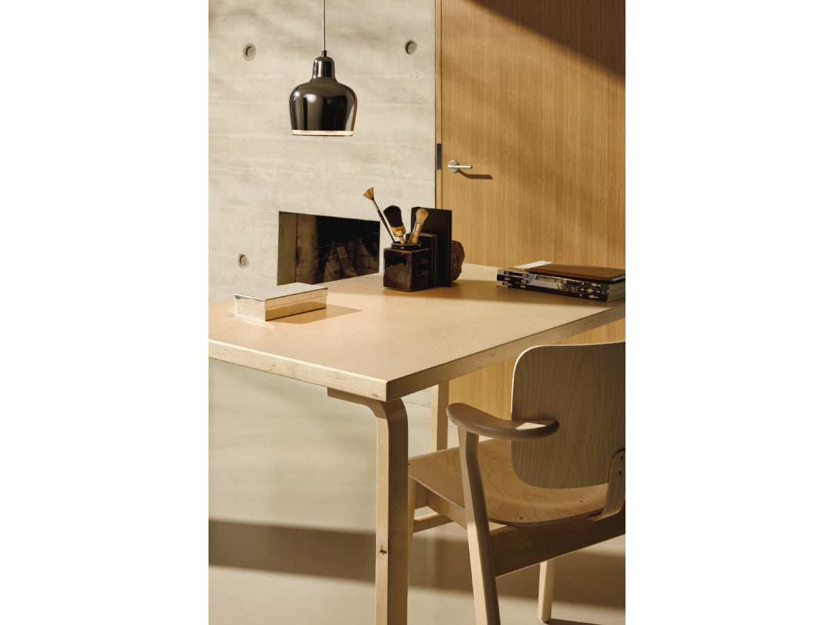 Artek A330S Golden Bell Suspension Light with Artek Alvar Aalto Table