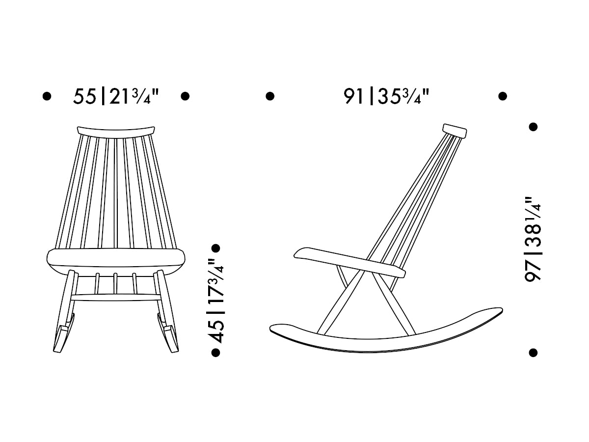 Artek Mademoiselle Rocking Chair - Dimensions