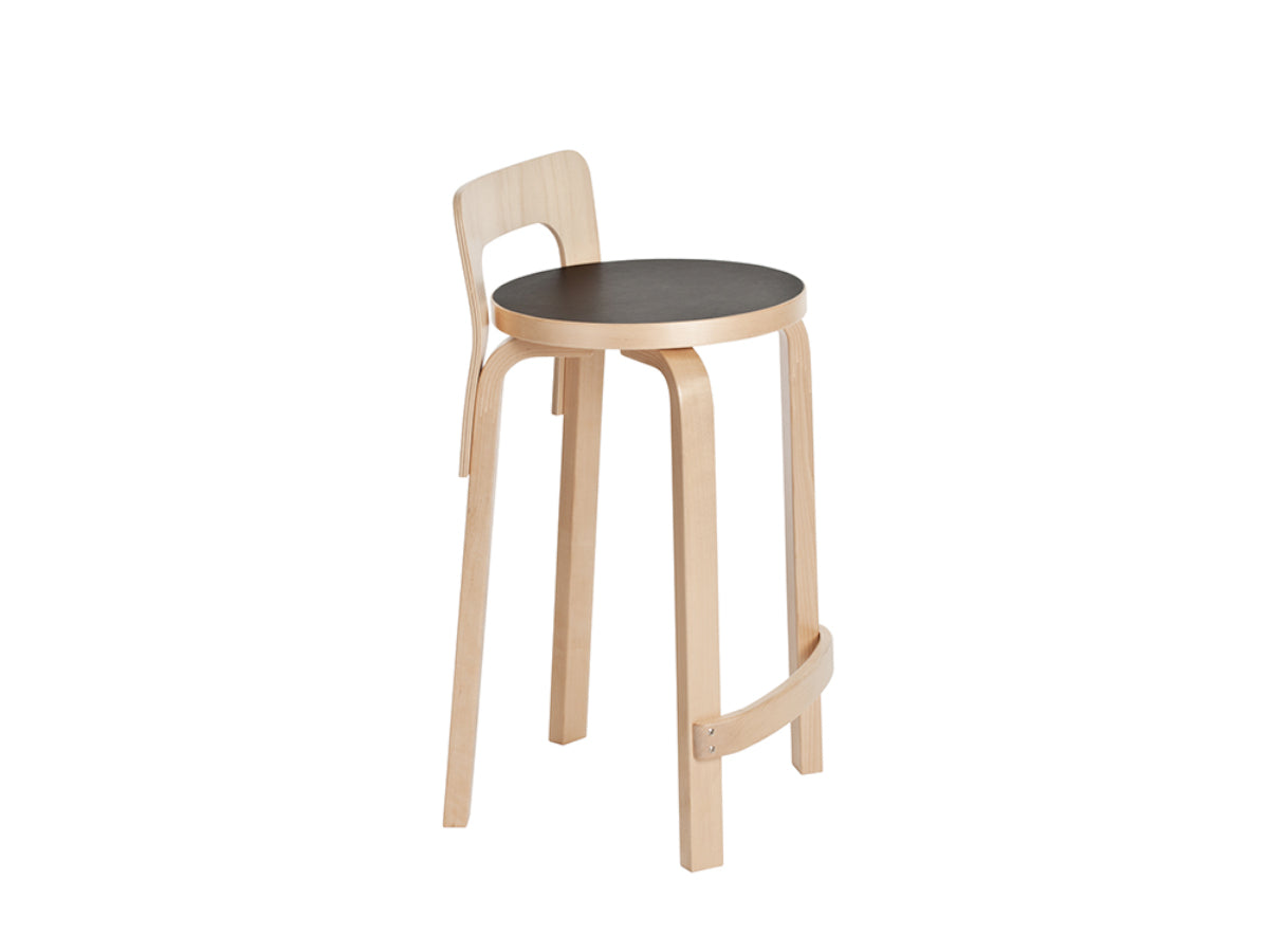 Artek K65 High Chair - Black Linoleum seat