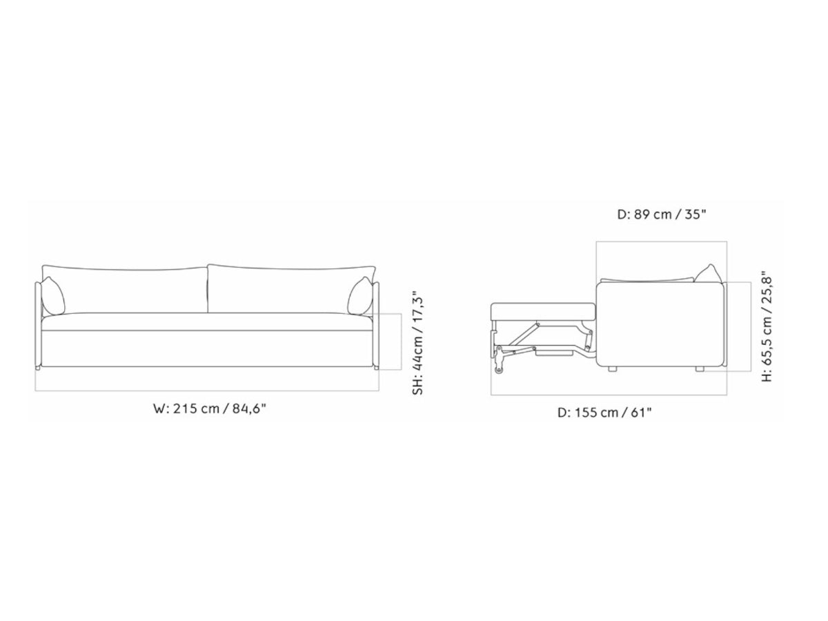 Audo Copenhagen Offset 3 Seater Sofa Bed