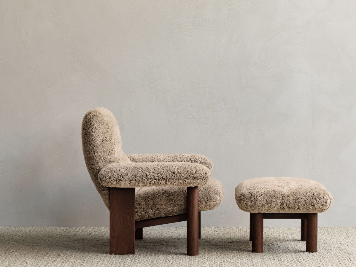 Audo Copenhagen Brasilia Lounge Chair & Ottoman Dark Stained Oak