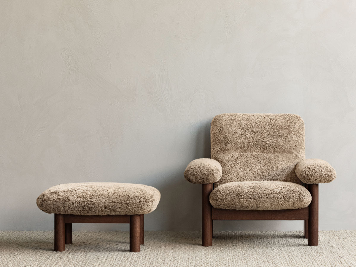 Audo Copenhagen Brasilia Lounge Chair & Ottoman Dark Stained Oak