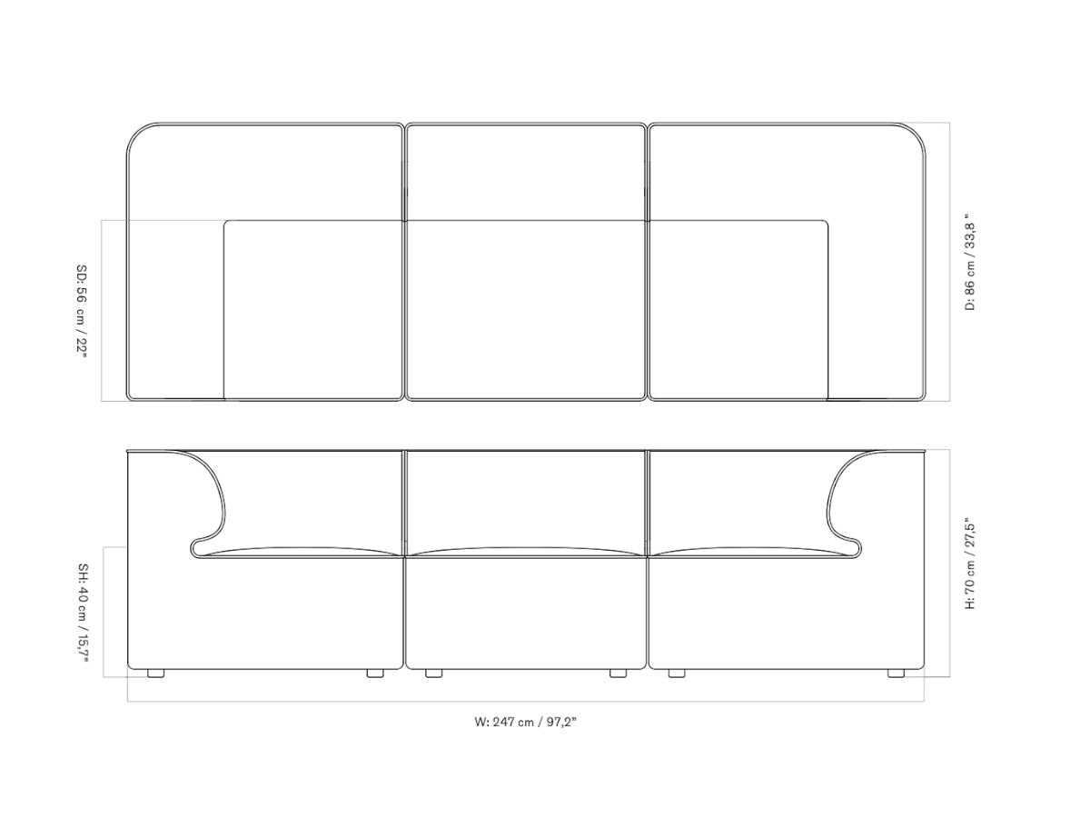 Audo Copenhagen Eave 86 3 Seater Modular Sofa