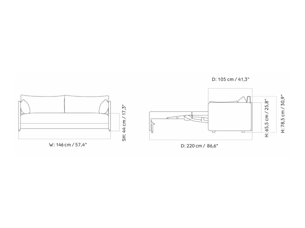 Audo Copenhagen Offset 2 Seater Sofa Bed