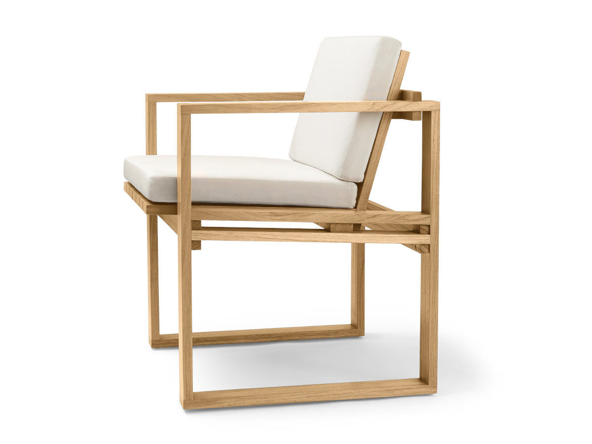 Carl Hansen BK10 Outdoor Dining Chair Untreated | Canvas Cushion