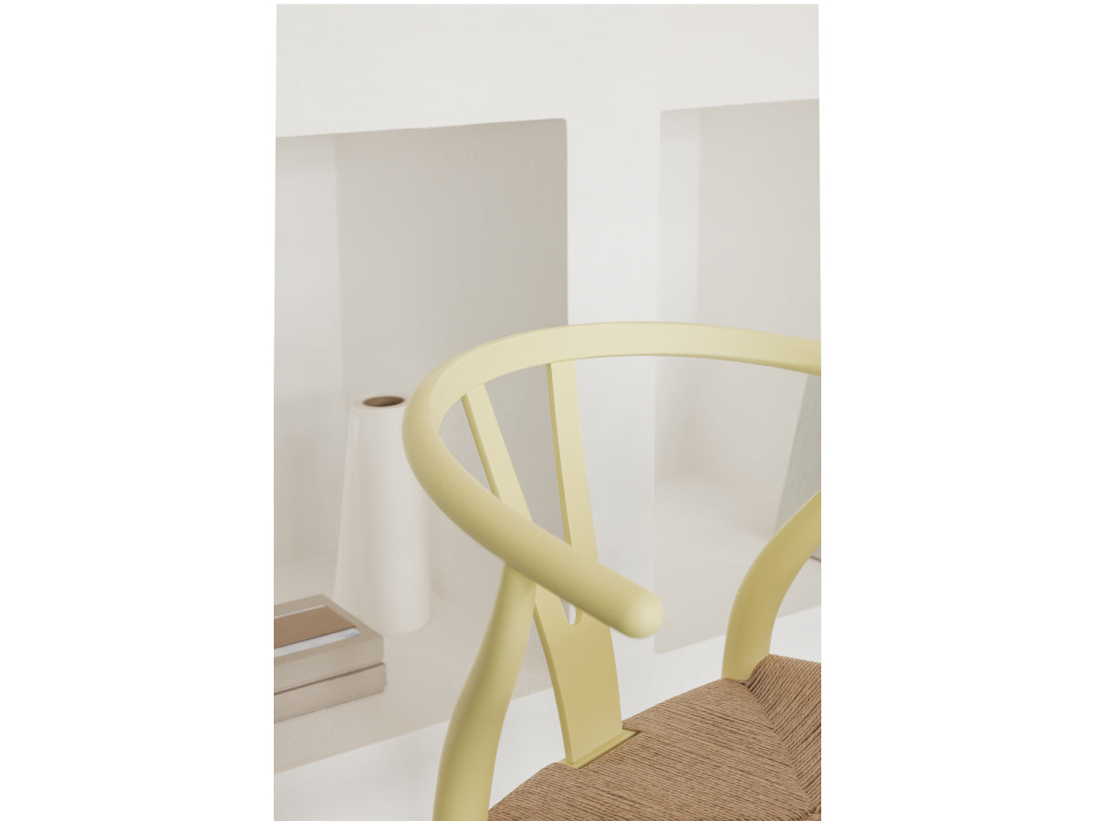 Carl Hansen CH24 Wishbone Chair - Soft Ilse Crawford | Natural Papercord - Lifestyle Hollyhock Close Up