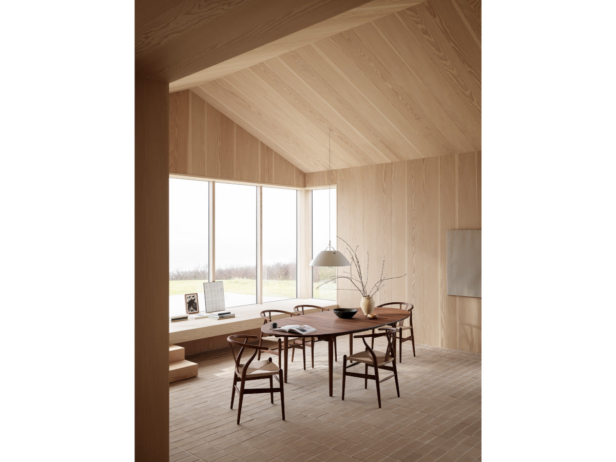 Carl Hansen CH339 Dining Table | lifestyle with CH24 Wishbone Chairs