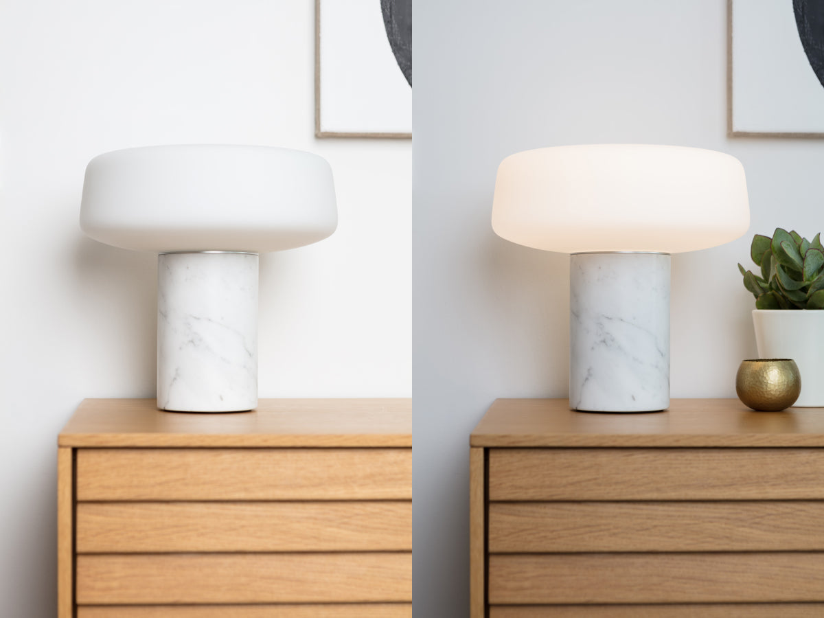 Terence Woodgate Solid Table Light - Carrara Marble