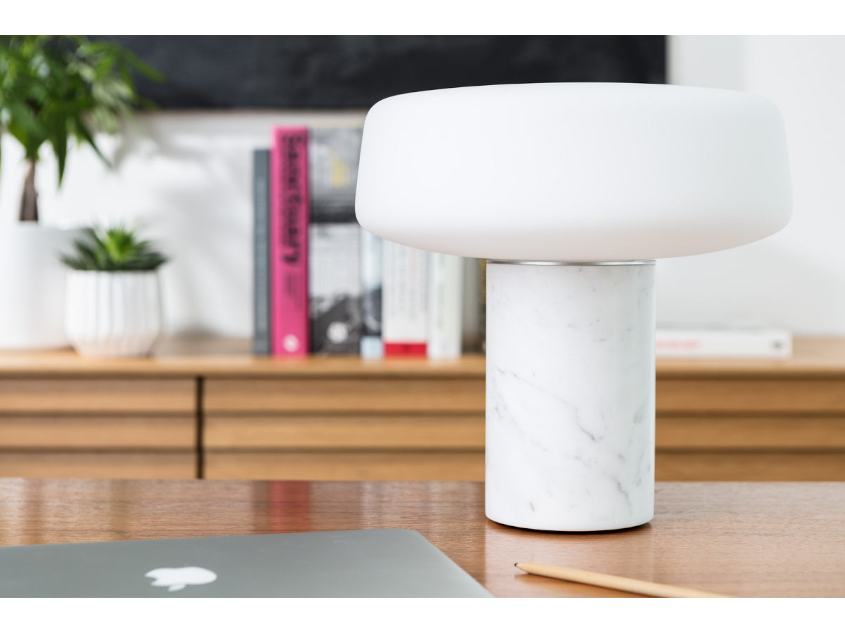 Terence Woodgate Solid Table Light - Carrara Marble