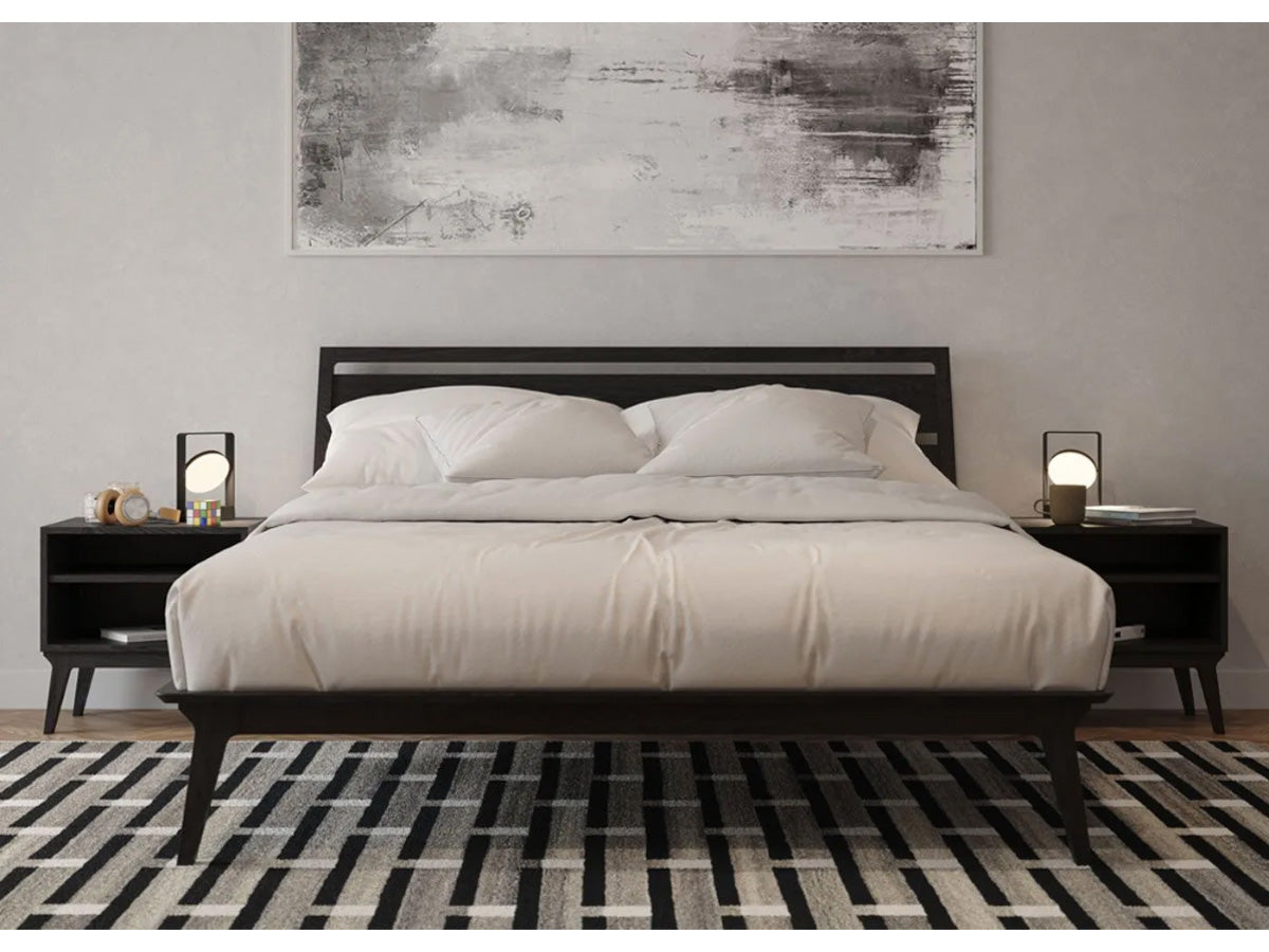 Case Valentine Bed - Black with Valentine side tables also in black