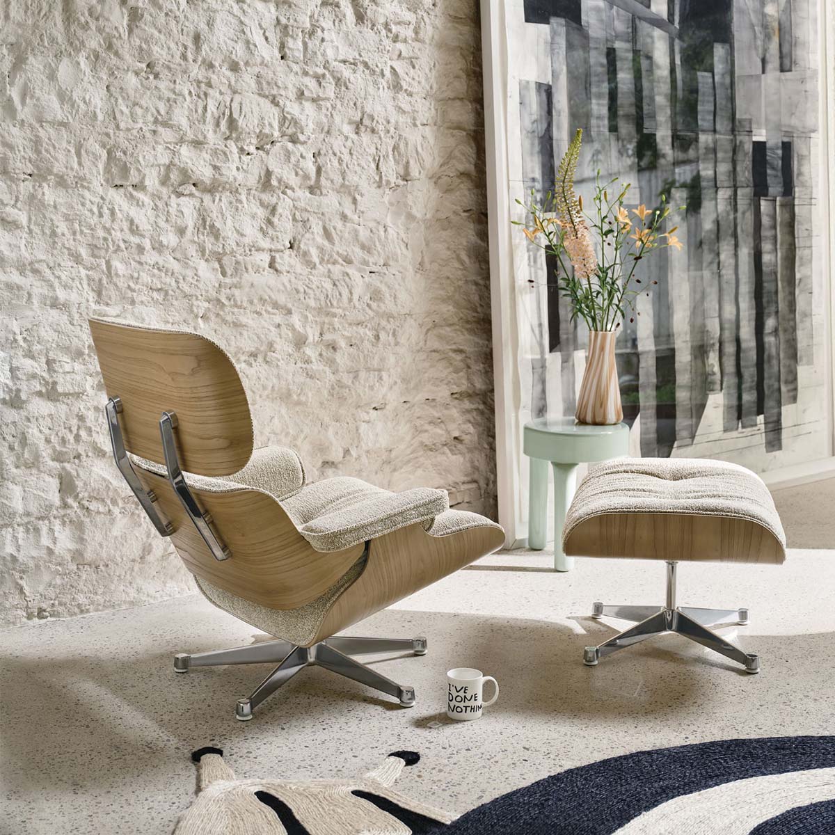 eames lounge chair chestnut natural nubia