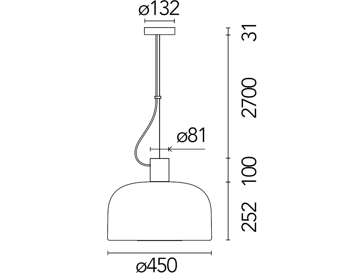 Flos Bellhop Glass Suspenson Light S2 Cioko - Clearance