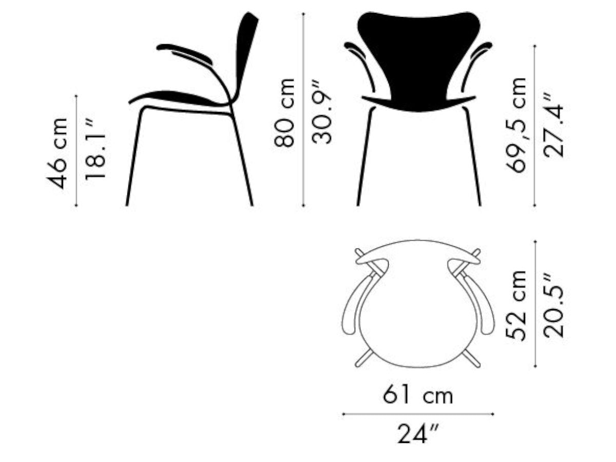 Fritz Hansen Series 7 3207 Dining Arm Chair - Essential Leather
