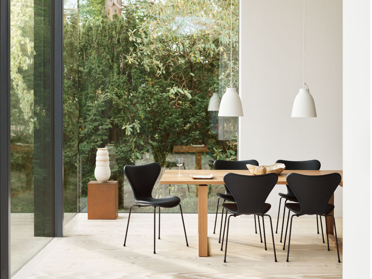 Fritz Hansen 3107 Series 7 Chairs - Chrome Legs - Essential Leather Lifestyle