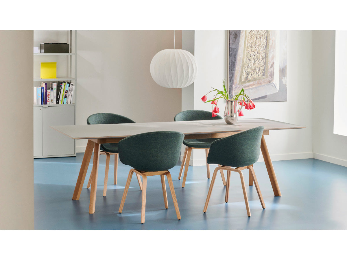 George Nelson Bubble Criss Cross Ball Light - Lifestyle with HAY AAC Dining Chairs & Table