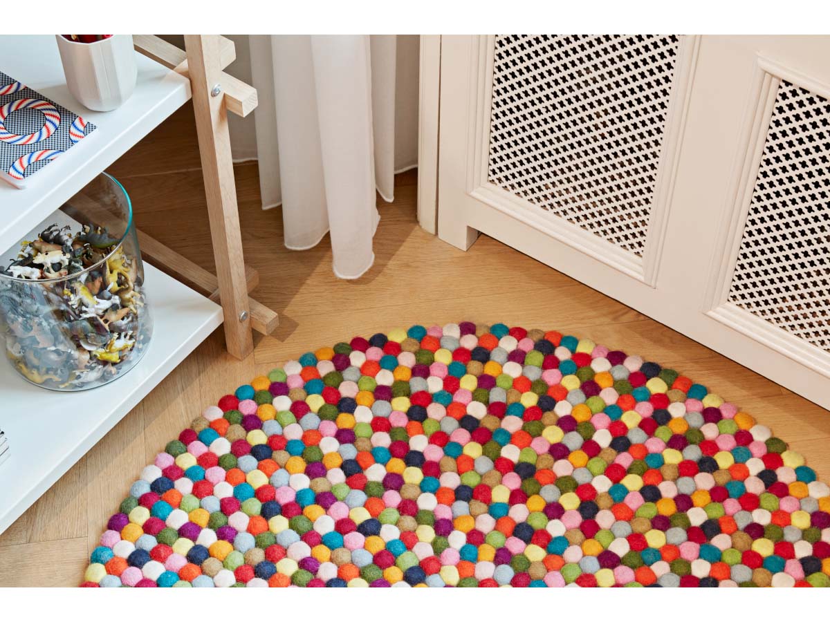Hay Pinocchio Rug - Lifestyle with Woody Shelving