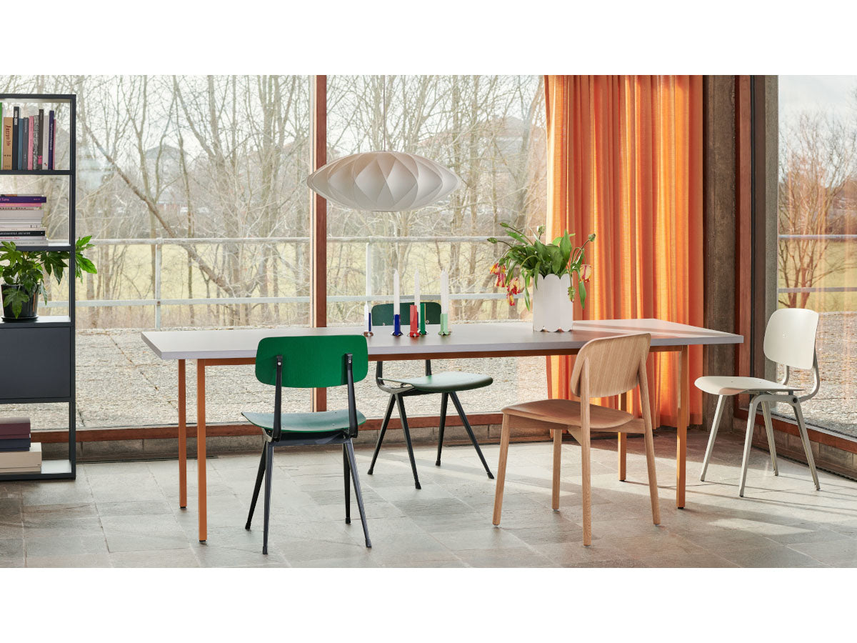 Hay Soft Edge 60 Chair Wood Frame - Lifestyle with two-colour table