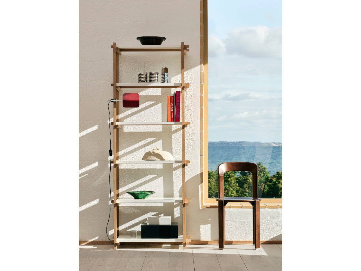 Hay Woody Storage, Almond White Shelves, Lifestyle with Hay Rey Chair