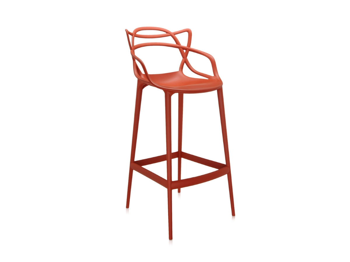 Kartell Masters Stools in Rusty Orange angled view
