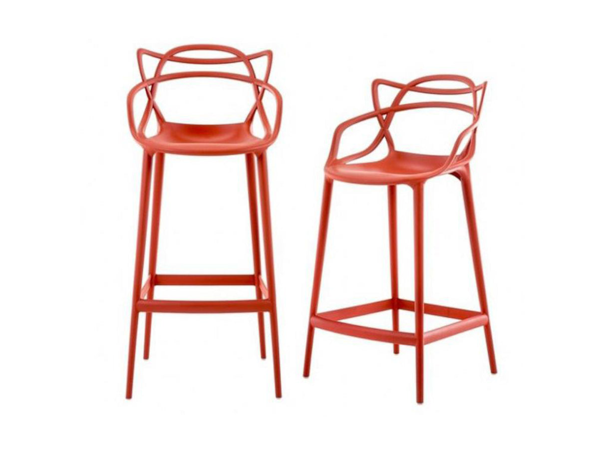 Kartell Masters Stools in rusty Orange, one 65cm seat height and one 75cm height