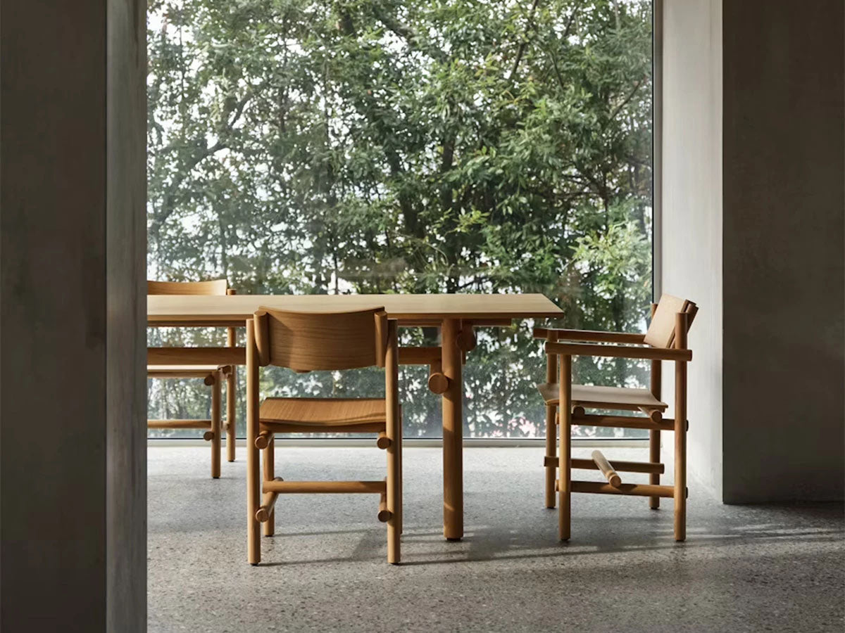 Knoll Muecke Wood Collection - Arm Chair - Oak White - Muecke Dining Table - Terrazzo Floor