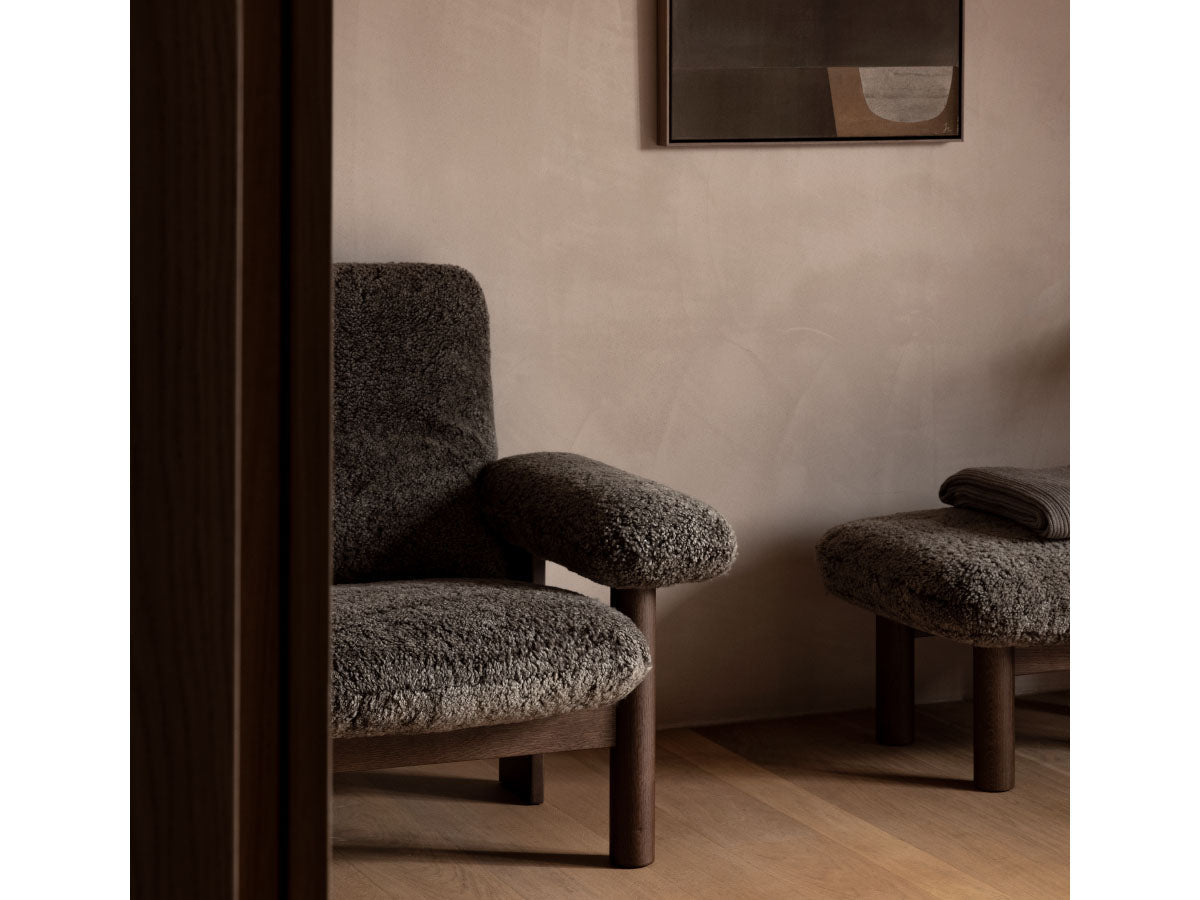 Audo Copenhagen Brasilia Lounge Chair & Ottoman Dark Stained Oak