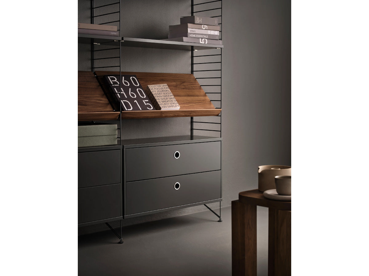 String Shelving - Magazine Shelf Wood - 78cm - Walnut - SALE