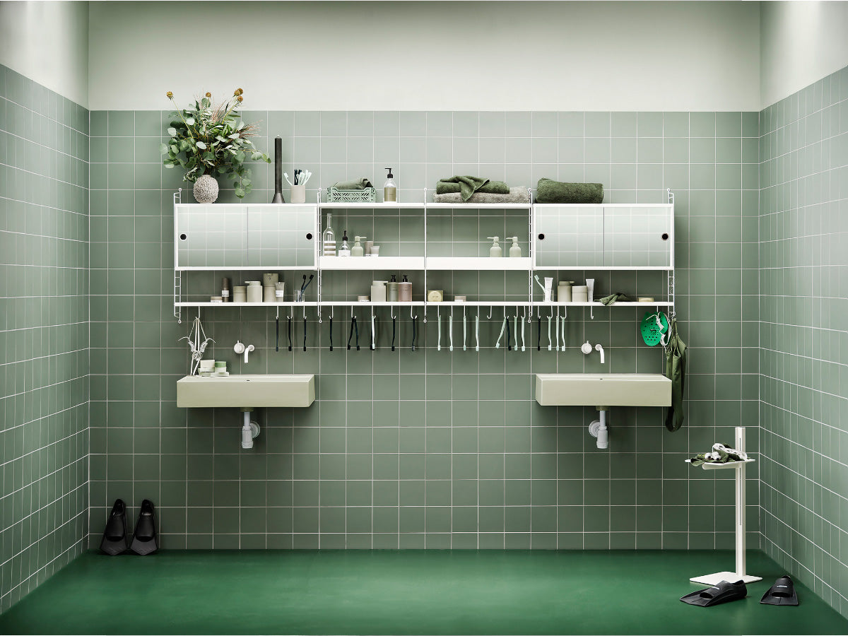 String Shelving - Sliding Door Mirror Cabinet