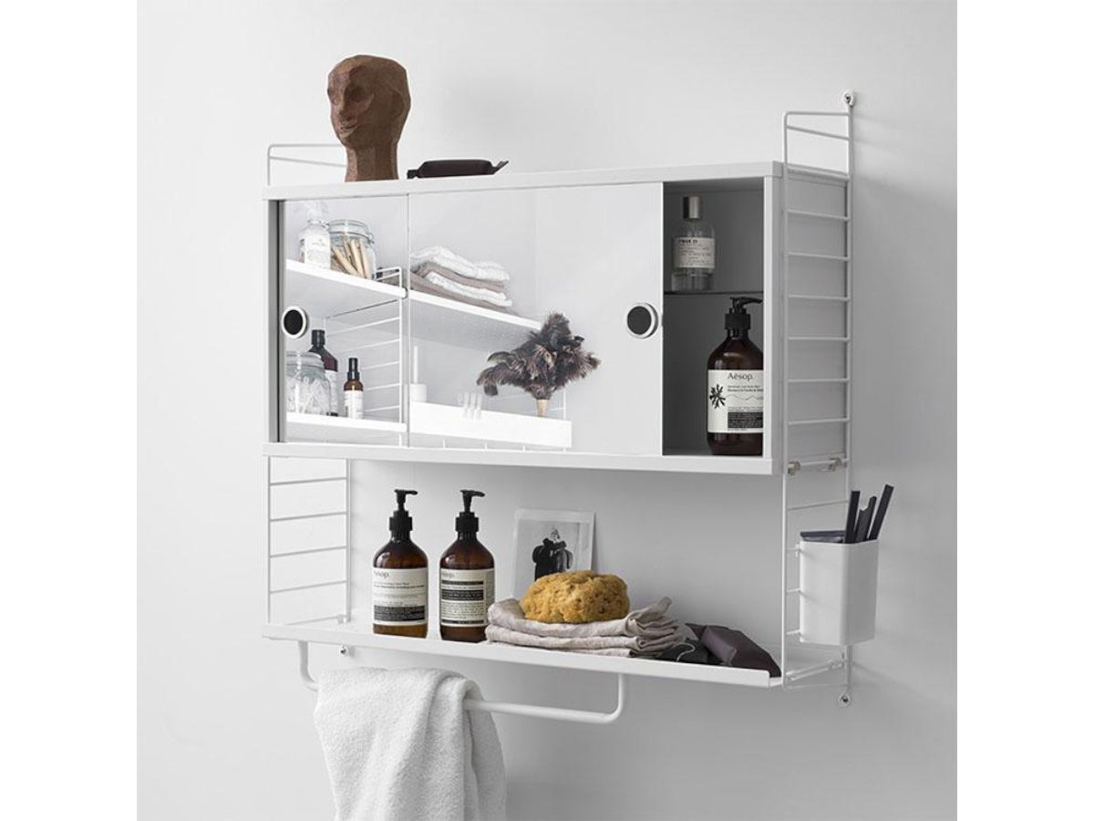 String Shelving - Sliding Door Mirror Cabinet