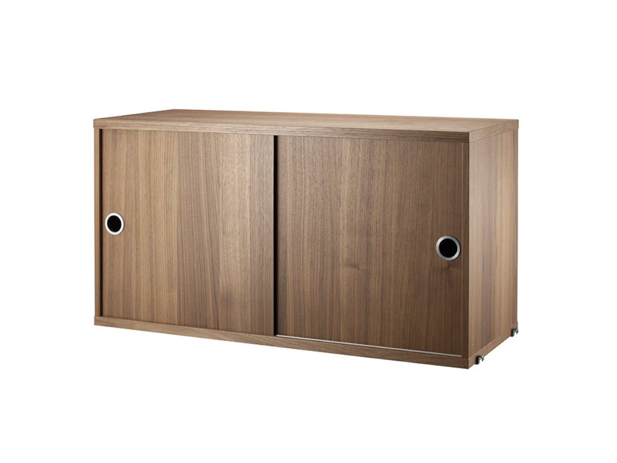 String Shelving - Sliding Door Cabinet Walnut SALE