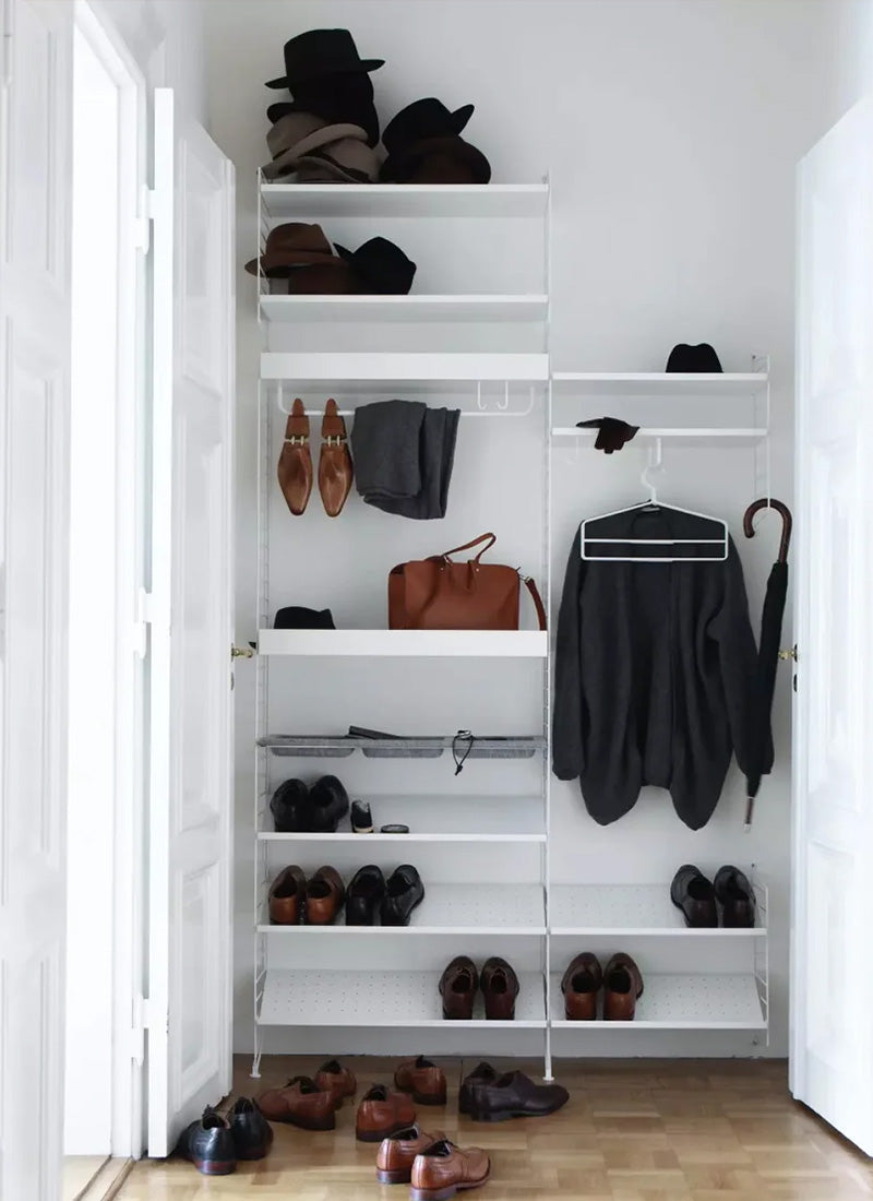 string shelving hallway