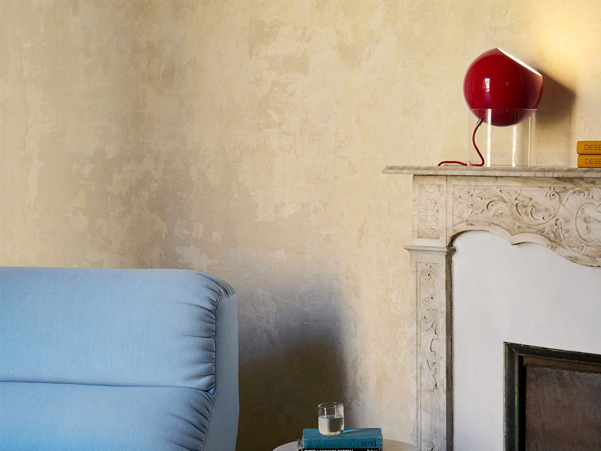 &amp;Tradition Topan VP13 Light Vermillion red on fireplace