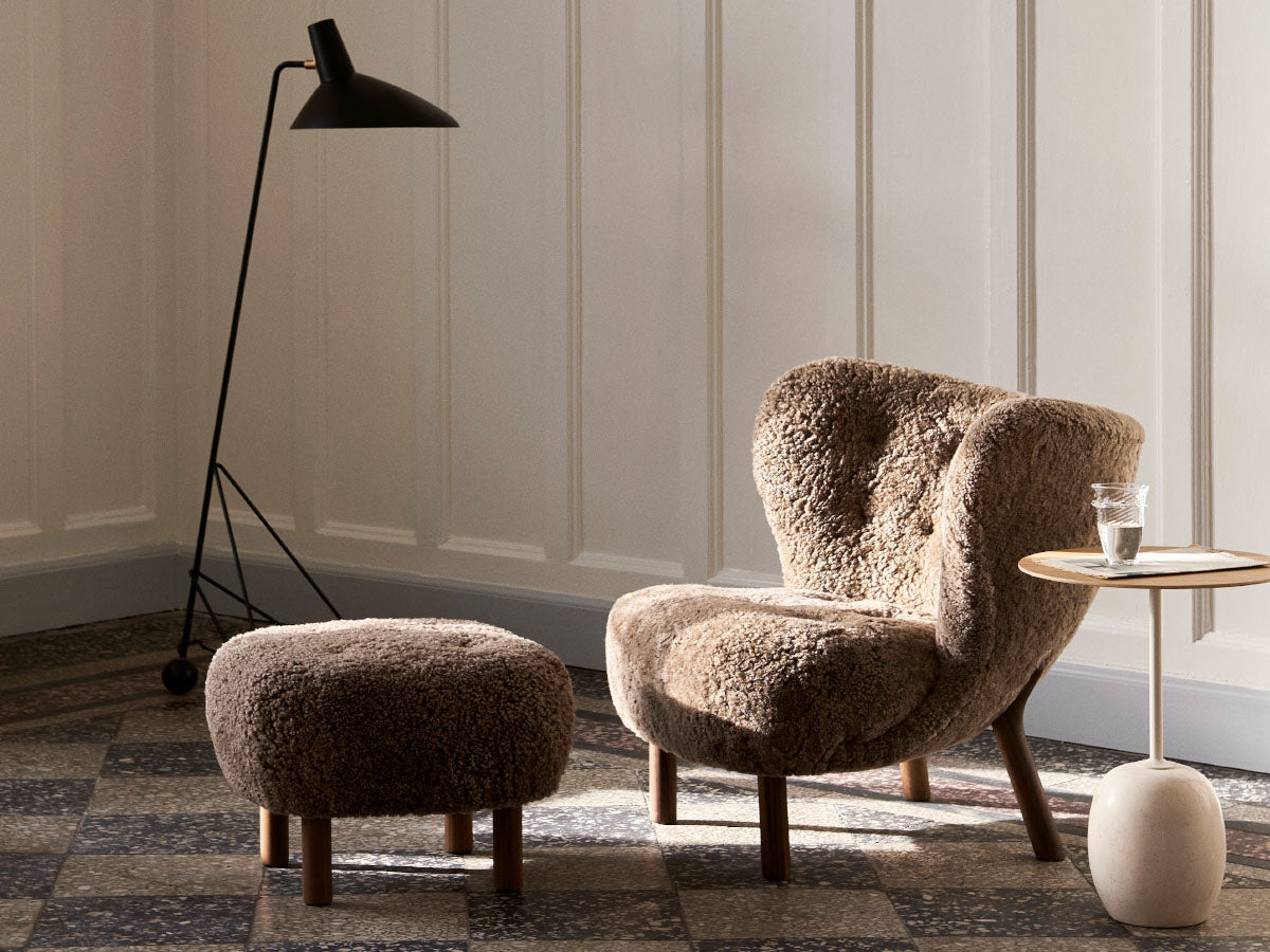 &Tradition Little Petra VB1 Chair Sheepskin Sahara & Footstool