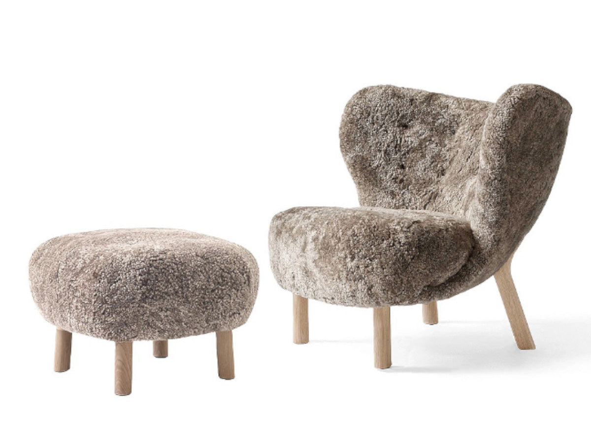 &Tradition Little Petra VB1 Chair Sheepskin Sahara & Footstool