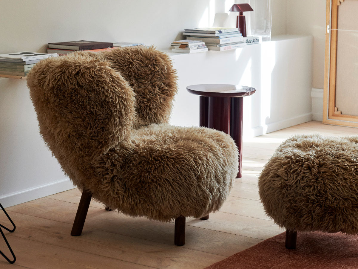 &Tradition Little Petra VB1 Chair Honey 25mm Sheepskin & Footstool