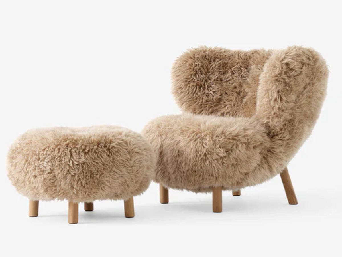 &Tradition Little Petra VB1 Chair Honey 25mm Sheepskin & Footstool