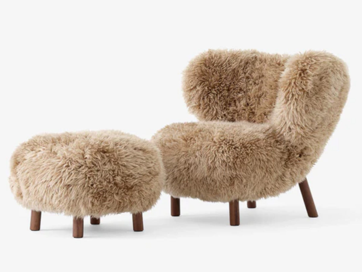 &Tradition Little Petra VB1 Chair Honey 25mm Sheepskin & Footstool