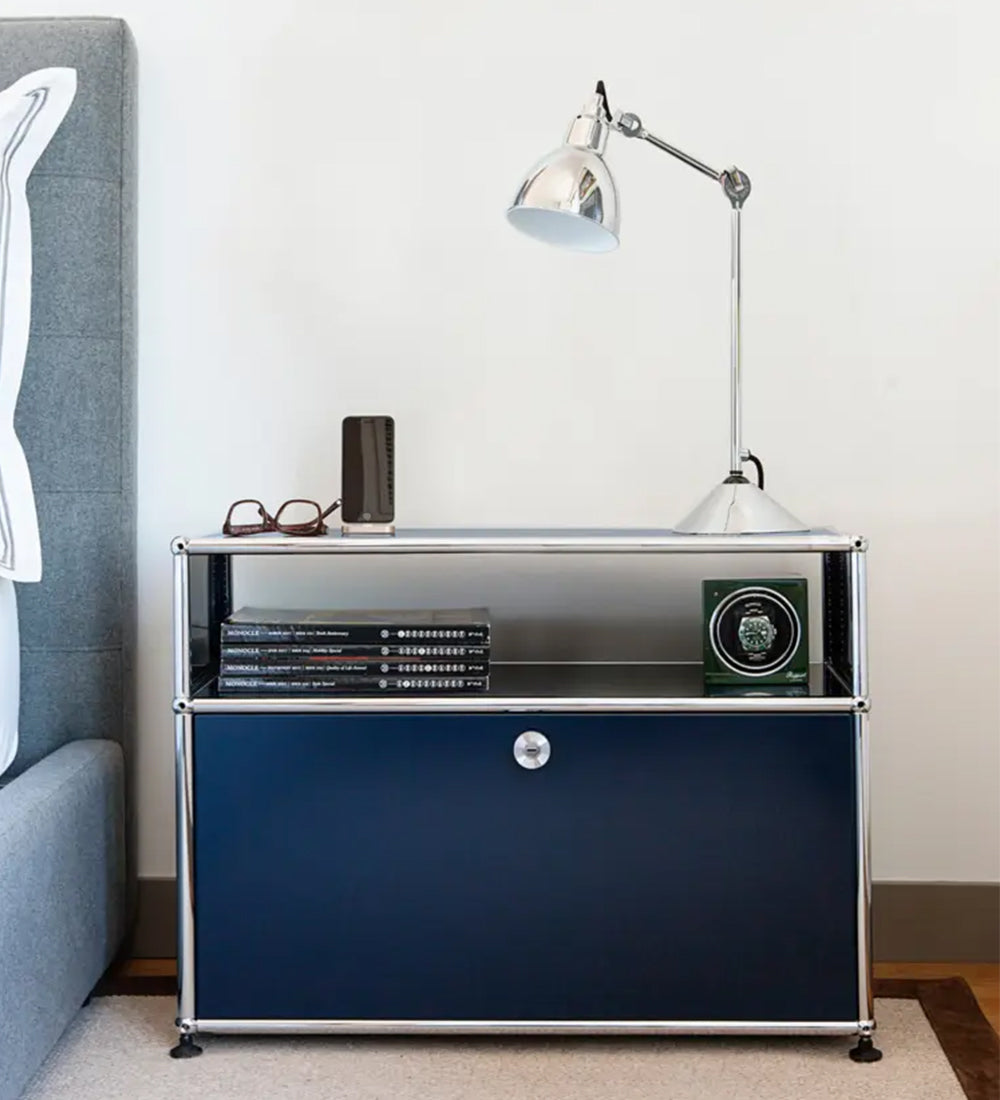 usm bedside table in blue
