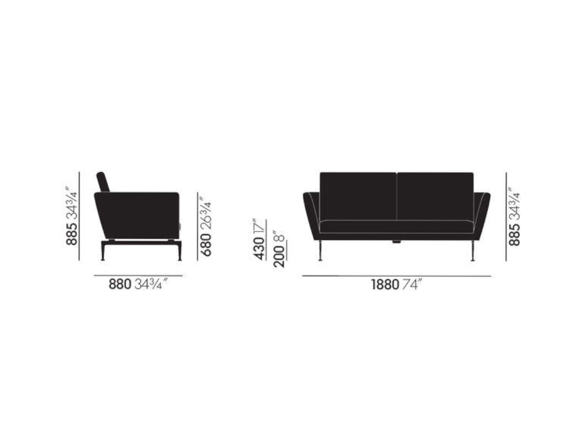 Vitra Suita 2 Seater Sofa - Tufted