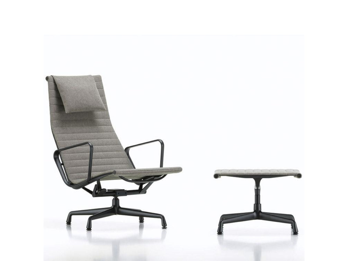 Vitra EA 124 Aluminium Chair & Ottoman with Black Frame